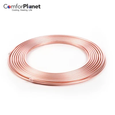 Tubo de cobre de bobina de panqueque de fábrica en temperamento suave para aire acondicionado y refrigeración